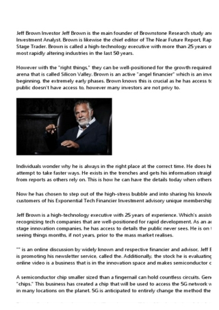 Near Future Report - Weebly - Jeff Brown Investor Subscription