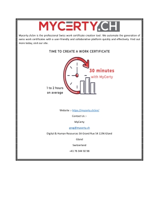 Swiss Work Certificate Creation Tool | Mycerty.ch/en
