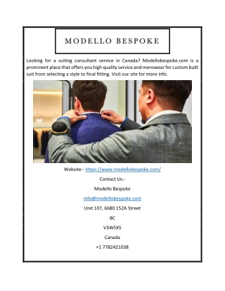 Exclusive Menswear Store In Vancouver | Modellobespoke.com