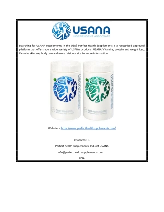 USANA Supplements | Perfecthealthsupplements.com
