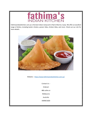 Indian Restaurant in Narre Warren | Fathimasindiankitchen.com.au