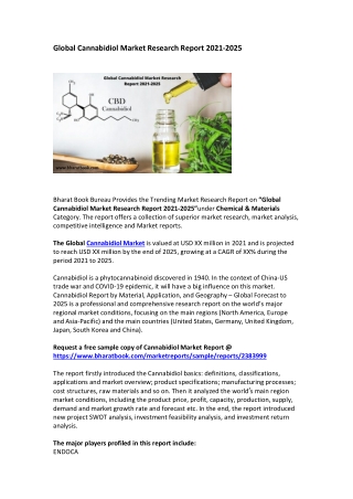 Global Cannabidiol Market Research Report 2021-2025