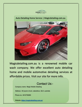 Auto Detailing Home Service | Magicdetailing.com.au