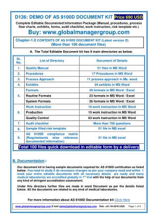 AS 9100 Documents for Aviation, Space and Defence Organizations