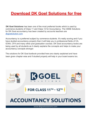 DK Goel Solutions for Class 11 and 12 Accountancy