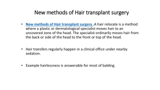 New methods of Hair transplant surgery