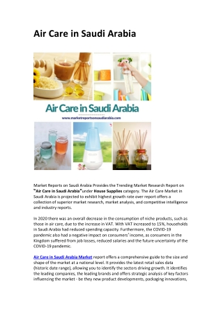 Saudi Arabia Air Care Market Opportunity and Forecast 2025