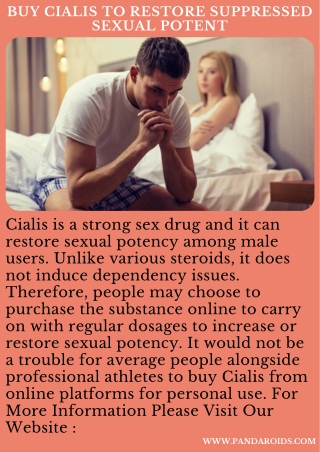 Buy Cialis To Restore Suppressed Sexual Potent