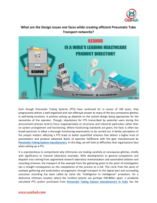 What Are The Major Components Of A Pneumatic Tube System And What Are These Systems Used For?