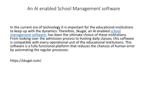 An AI enabled School Management software