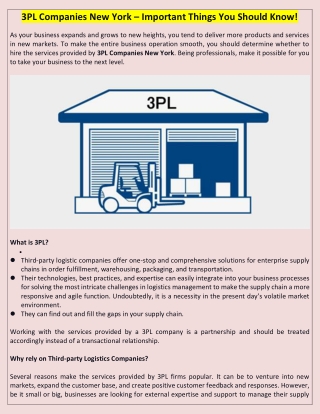 3PL Companies New York – Important Things You Should Know!