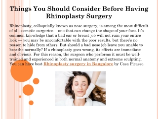 Things You Should Consider Before Having Rhinoplasty Surgery