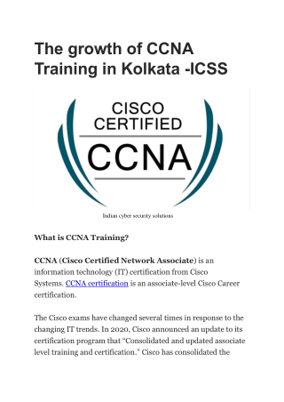 The growth of CCNA Training in Kolkata -ICSS