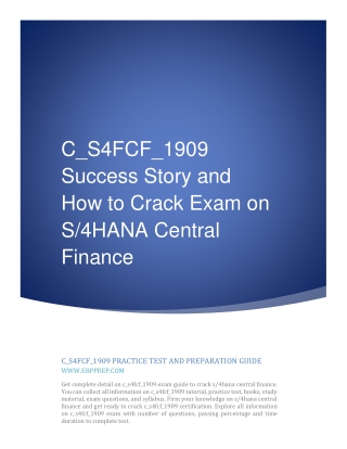 C_S4FCF_1909 Success Story and How to Crack Exam on S/4HANA Central Finance
