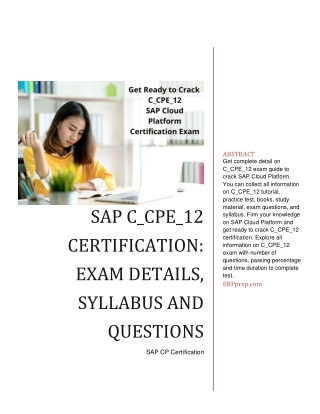 SAP C_CPE_12 Certification: Exam Details, Syllabus and Questions