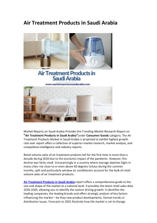 Air Treatment Products in Saudi Arabia