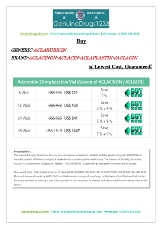 Where to Buy Aclarubicin Aclacinon Online?