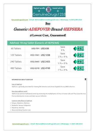 How to Buy Adefovir Hepsera Online?