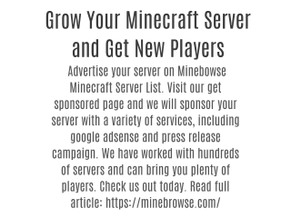 Grow Your Minecraft Server and Get New Players
