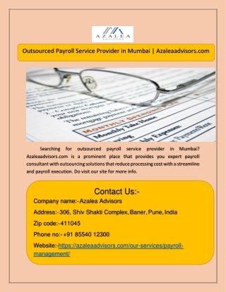 Outsourced Payroll Service Provider in Mumbai | Azaleaadvisors.com