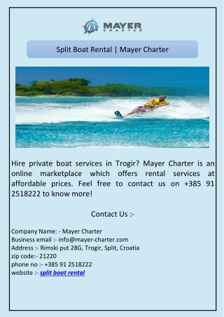 Split Boat Rental | Mayer Charter
