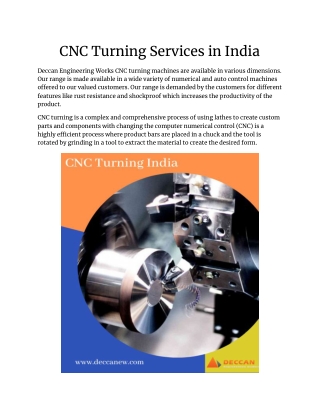 CNC Turning Services in India
