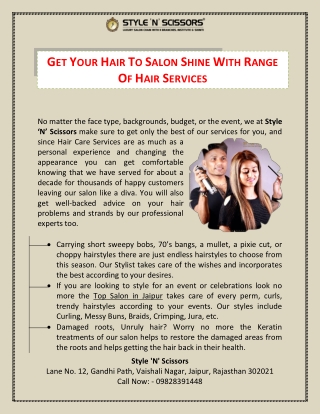 Get Your Hair To Salon Shine With Range Of Hair Services