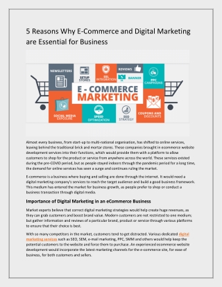 5 Reasons Why E-Commerce and Digital Marketing are Essential for Business