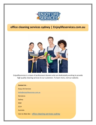 office cleaning services sydney | Enjoylifeservices.com.au