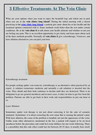 3 Effective Treatments At The Vein Clinic