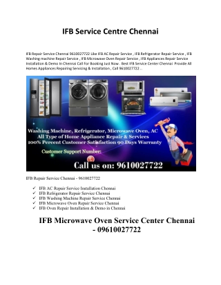 IFB Service Centre Chennai