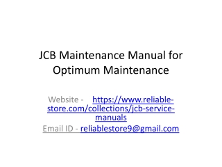 JCB Maintenance Manual for Optimum Maintenance