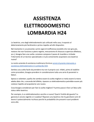 azienda di assistenza multimarca interventi e assistenza elettrodomestici in Lombardia H24