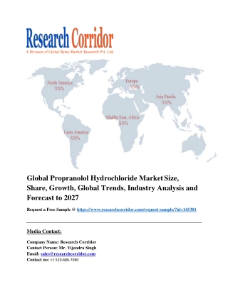 Global Propranolol Hydrochloride Market Size, Share, Growth, Global Trends, Industry Analysis and Forecast to 2027