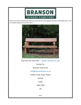 Garden Benches For Sale | Branson Leisure