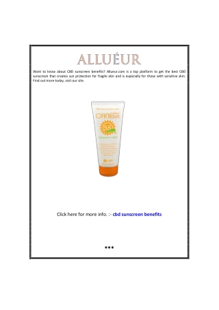 CBD Sunscreen Benefits | Allueur.com