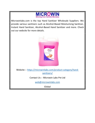 Hand Sanitizer Wholesale Suppliers | Microwinlabs.com