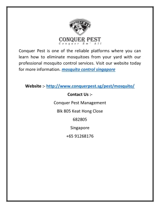 Mosquito Control Singapore | Conquer Pest