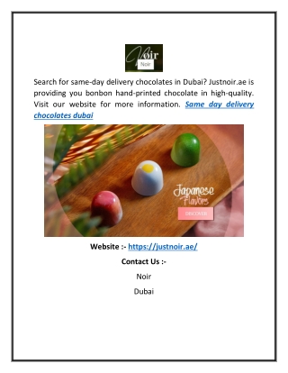 Same Day Delivery Chocolates Dubai | Justnoir.ae