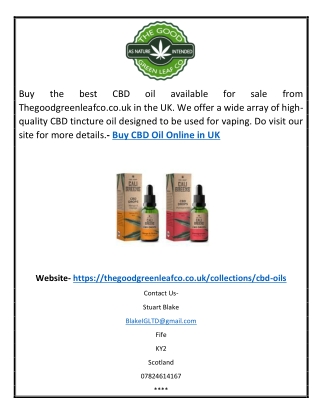 Buy CBD Oil Online In UK | Thegoodgreenleafco.co.uk