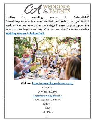 Wedding Venues in Bakersfield | Caweddingsandevents.com