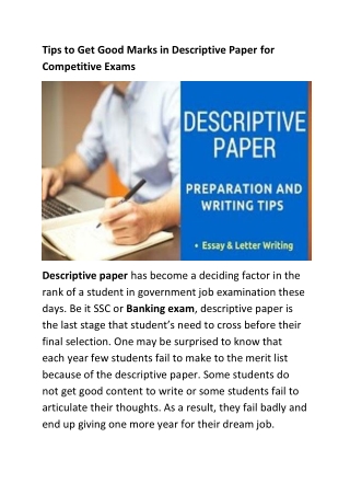 Tips to Get Good Marks in Descriptive Paper for Competitive Exams