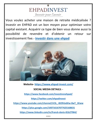 Investir dans une maison de retraite médicalisée ou en EHPAD