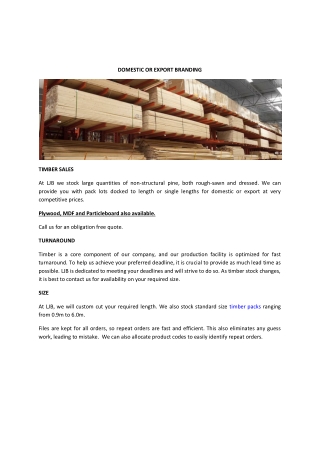 DOMESTIC OR EXPORT BRANDING