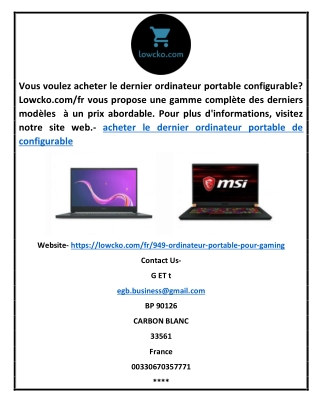 Achetez les derniers ordinateurs portables configurables |lowcko.com/fr