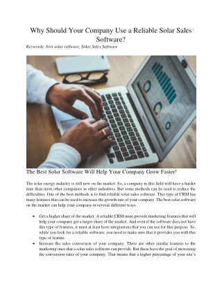 Why Should Your Company Use a Reliable Solar Sales Software?