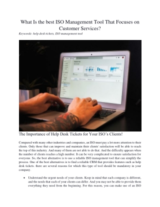 What Is the best ISO Management Tool That Focuses on Customer Services?