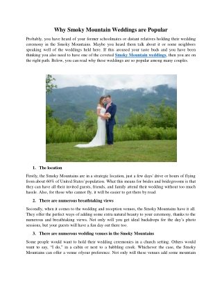 Why Smoky Mountain Weddings are Popular