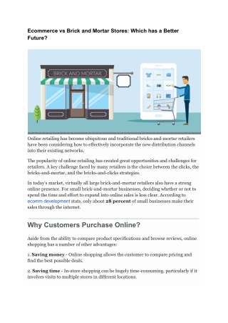 Ecommerce vs Brick and Mortar Stores: Which has a Better Future?