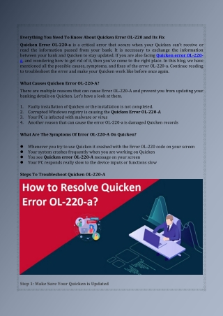 Everything You Need To Know About Quicken Error OL-220 and Its Fix